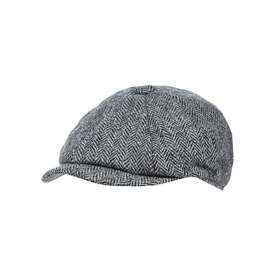 Grey herringbone Harris Tweed baker boy cap